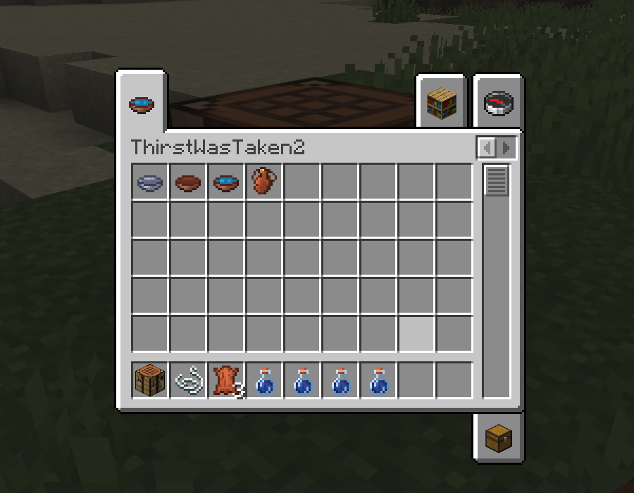 The ThirstWasTaken2 creative tab, holding the clay bowl, terracotta bowl and terracotta water bowl